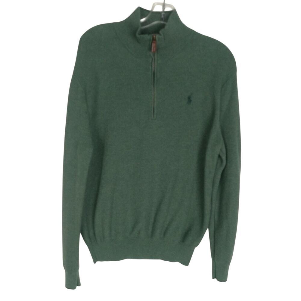 Polo Ralph Lauren Pima Cotton Sweater Pullover 1/4 Zip Long Sleeve Green L